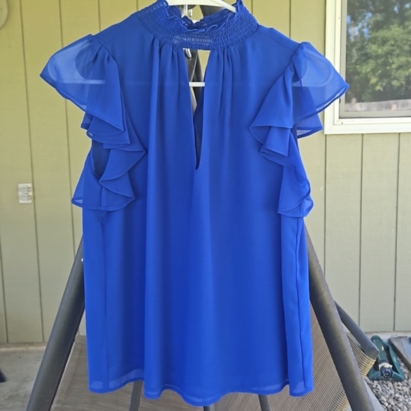 1. STATE Smocked Neck Short Ruffle Sleeve  Top - Picture 1 of 6